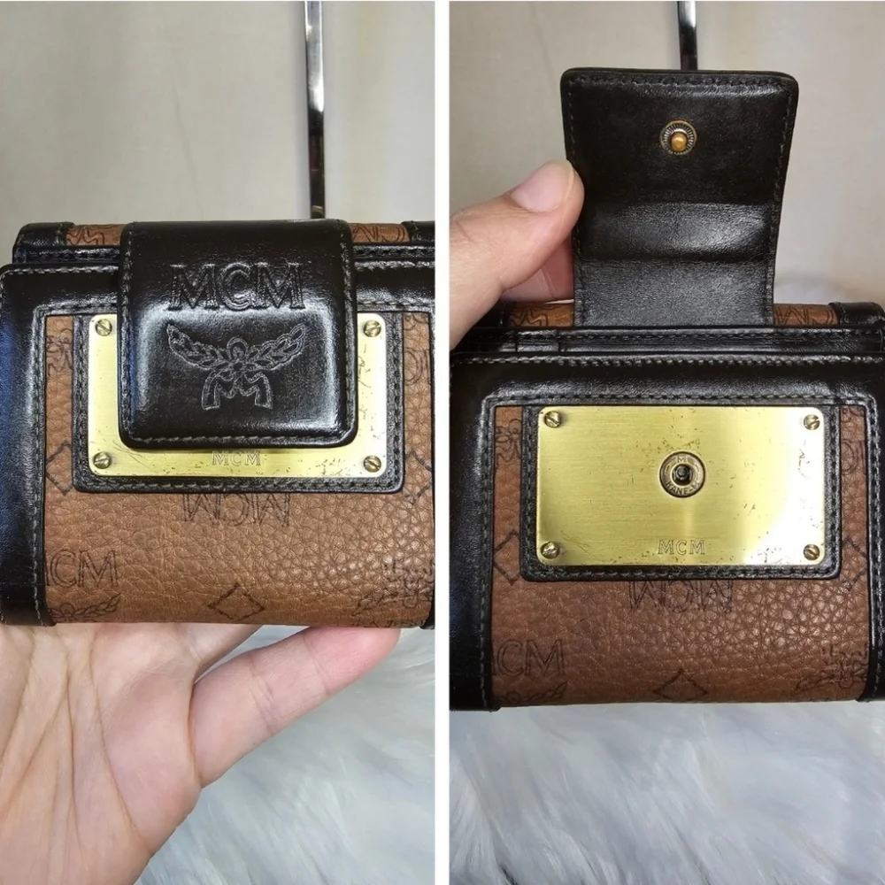 🤎▪️MCM▪️ brown cognac small compact wallet